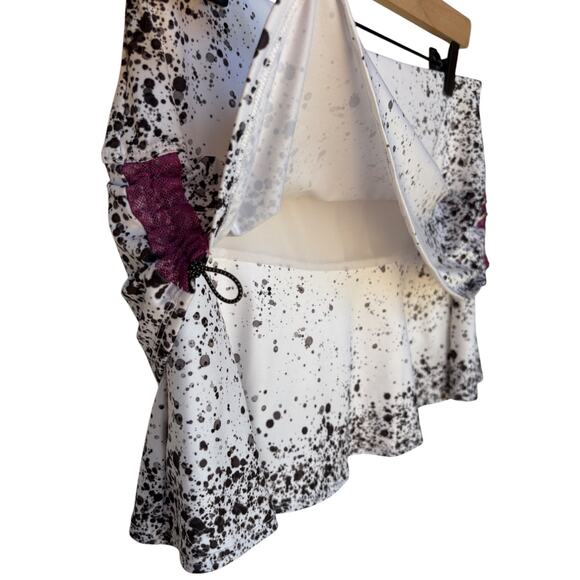 Lucky in Love Splatter Print Athletic Skort with Purple Mesh Side Ruching size M - Picture 5 of 8